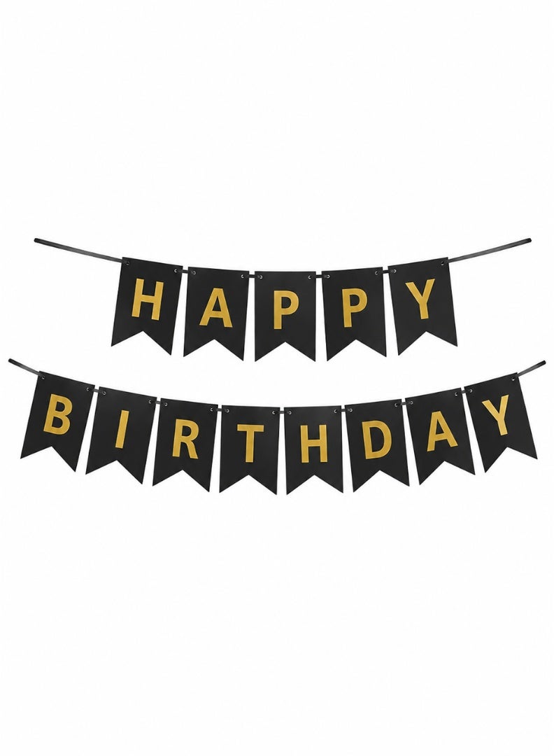 Happy Birthday Letter Banner with Hanging Ribbon