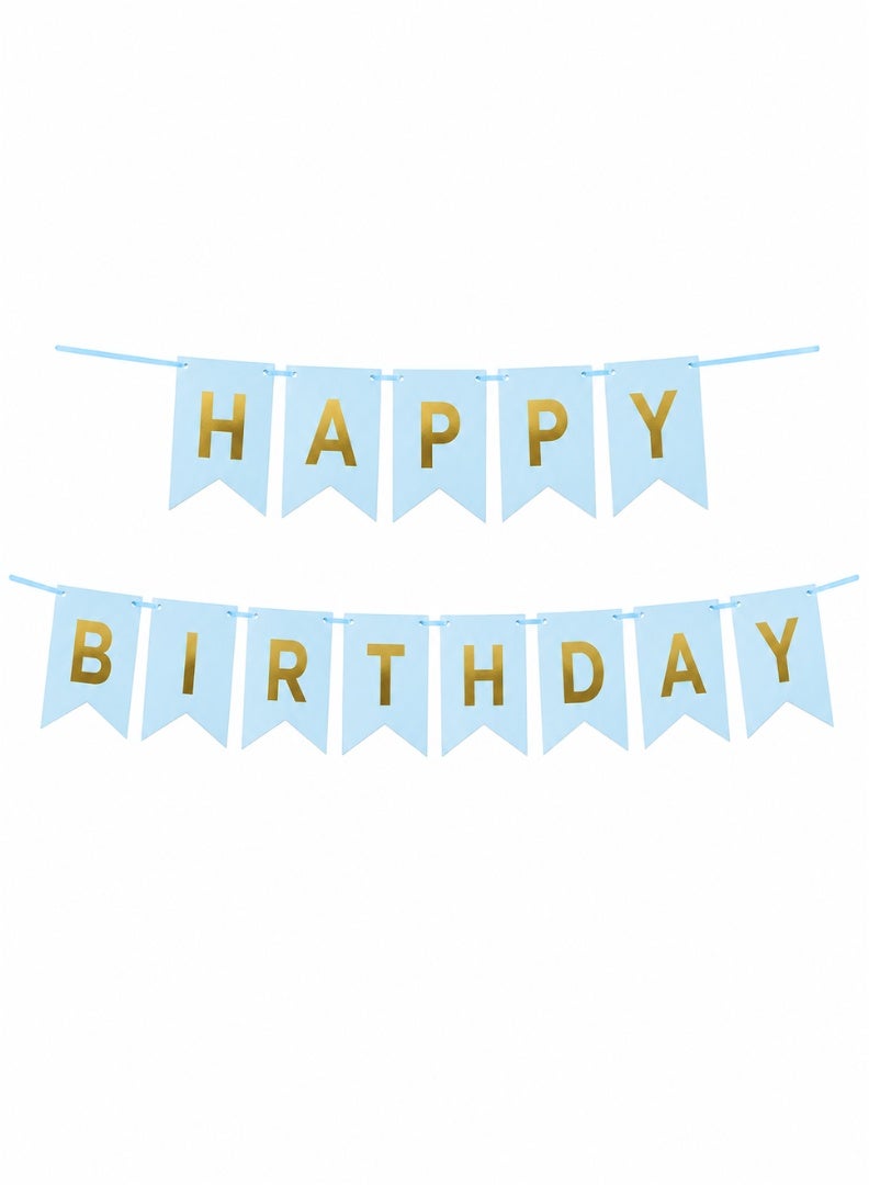 Happy Birthday Letter Banner with Hanging Ribbon