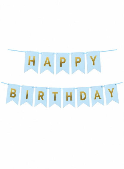 Happy Birthday Letter Banner with Hanging Ribbon