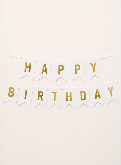 Happy Birthday Letter Banner with Hanging Ribbon