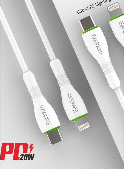 كابل شحن سريع من Earldom، بقوة 20 واط، بمنفذ USB-C إلى Lightning - بطول 1 متر