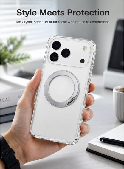 Clear Magnetic Case with Ring Stand for iPhone