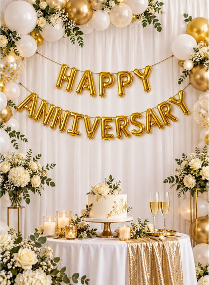 Italo Happy Anniversary Foil Letter Balloon Banner Set